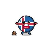 iceland flag earth surprised to meet poop vector