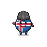 personaje de la bandera de islandia como el chico afro vector