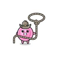 the clothing button cowboy with lasso rope vector