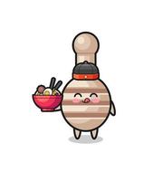 honey dipper as Chinese chef mascot holding a noodle bowl vector