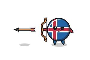 illustration of iceland flag character doing archery vector
