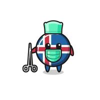 Cirujano Islandia bandera mascota personaje vector