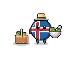 iceland flag herbalist cute cartoon vector