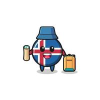 personaje de la mascota de la bandera de islandia como excursionista vector