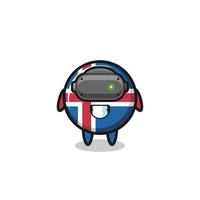 cute iceland flag using VR headset vector