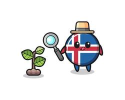 cute iceland flag herbalist researching a plants vector