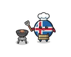 iceland flag barbeque chef with a grill vector
