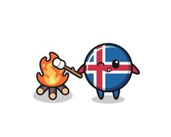 iceland flag character is burning marshmallow vector