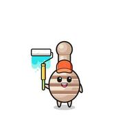 the honey dipper painter mascot with a paint roller vector