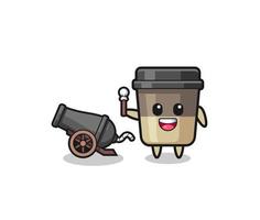 cute coffee cup shoot using cannon vector