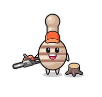 honey dipper lumberjack character holding a chainsaw vector