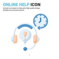 Online help icon vector with flat color style isolated on white background. Vector illustration service center sign symbol icon concept for business, finance, industry, company, apps and project