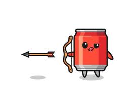 illustration of drink can character doing archery vector