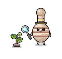 cute honey dipper herbalist researching a plants vector