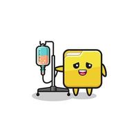 cute folder character standing with infusion pole vector