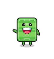 happy football field cute mascot character vector