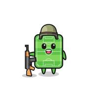 cute football field mascot as a soldier vector