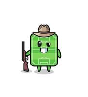 football field hunter mascot holding a gun vector