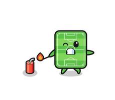 football field mascot illustration playing firecracker vector