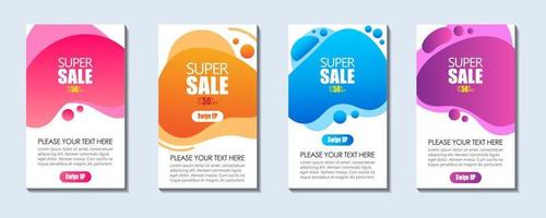 Modern Fluid For Super Sale Banners Design. Discount Banner Promotion Template. abstract Background vector