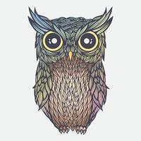 hand drawn owl illustration. line art style vector illustration.