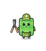 cute football field as gardener mascot vector