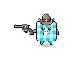 the checkered tablecloth cowboy shooting with a gun vector