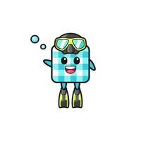 the checkered tablecloth diver cartoon character vector