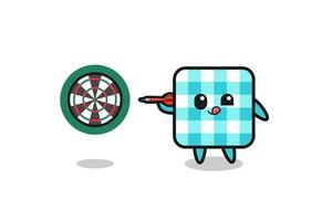 cute checkered tablecloth is playing dart vector