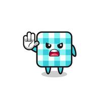 checkered tablecloth character doing stop gesture vector