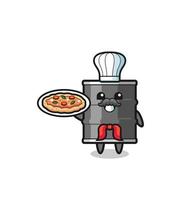 personaje de tambor de aceite como mascota del chef italiano vector