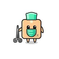 personaje de la mascota de la caja de cartón del cirujano vector