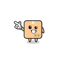 cardboard box mascot pointing top left vector