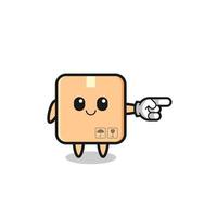 cardboard box mascot with pointing right gesture vector