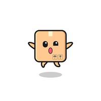 cardboard box character is jumping gesture vector