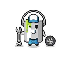 the paint tin character as a mechanic mascot vector