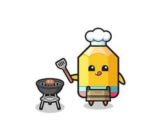 pencil barbeque chef with a grill vector