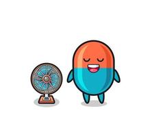 cute capsule is standing in front of the fan vector