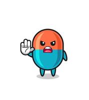 capsule character doing stop gesture vector