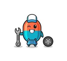 the capsule character as a mechanic mascot vector