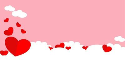 Illustration of love and valentine day with heart and clouds. Paper cut style vector