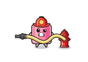 perfume cartoon as firefighter mascot with water hose vector