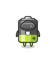 cute battery using VR headset vector