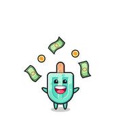 illustration of the popsicles catching money falling from the sky vector