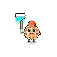 the apple pie painter mascot with a paint roller vector