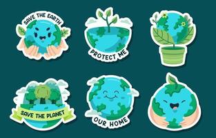 conjunto de lindas pegatinas del día mundial del medio ambiente vector