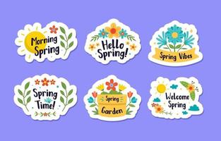 Set of Spring Vibe Sticker vector