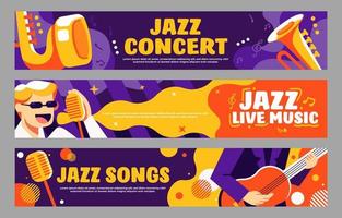 conjunto de banner de jazz de música vector