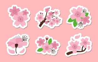 Set of Cherry Blossom Stickers vector