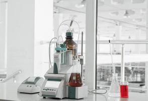 test laboratory and measuring instruments at the plant for the production and processing of plastics photo